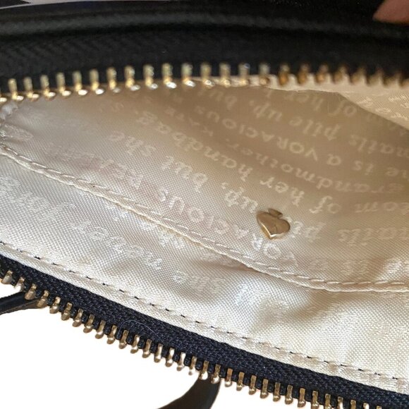 Kate Spade striped black and tan crossbody nylon purse bag - Picture 13 of 16